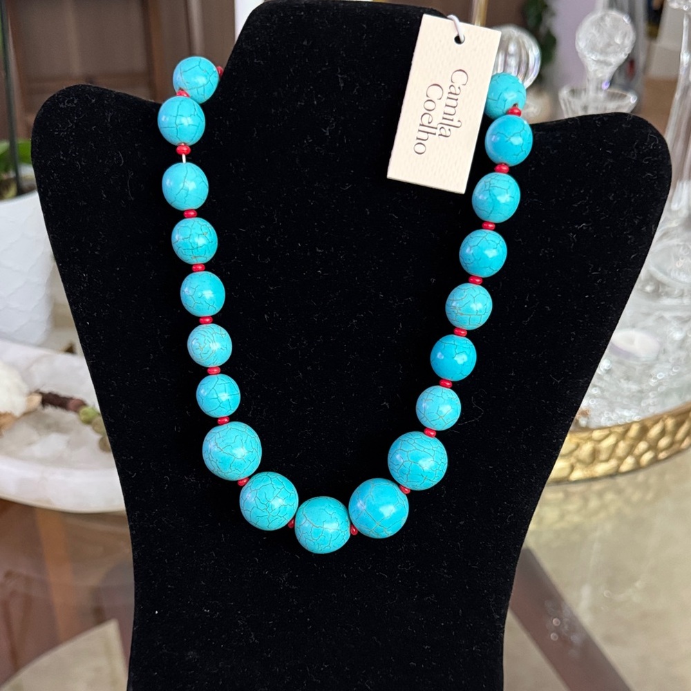 Camila Coelho Reconstructed Turquoise Beaded Necklace